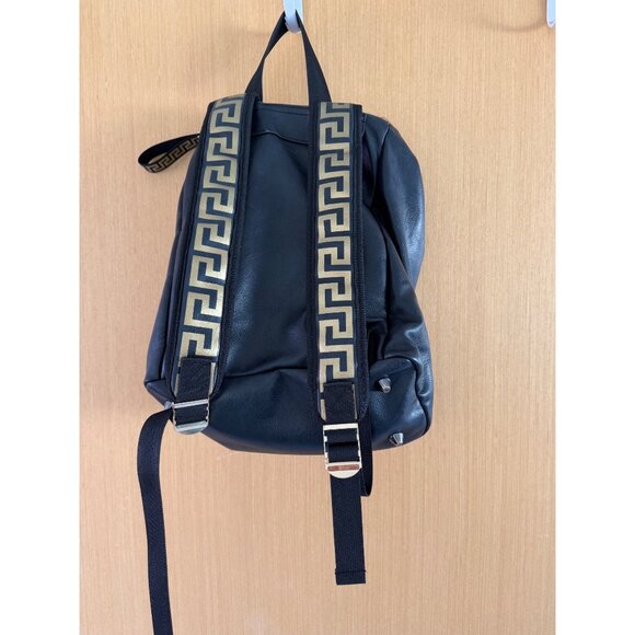 Versace Parfums Mens Faux Leather Black Backpack with Gold Details Modern - Picture 11 of 12